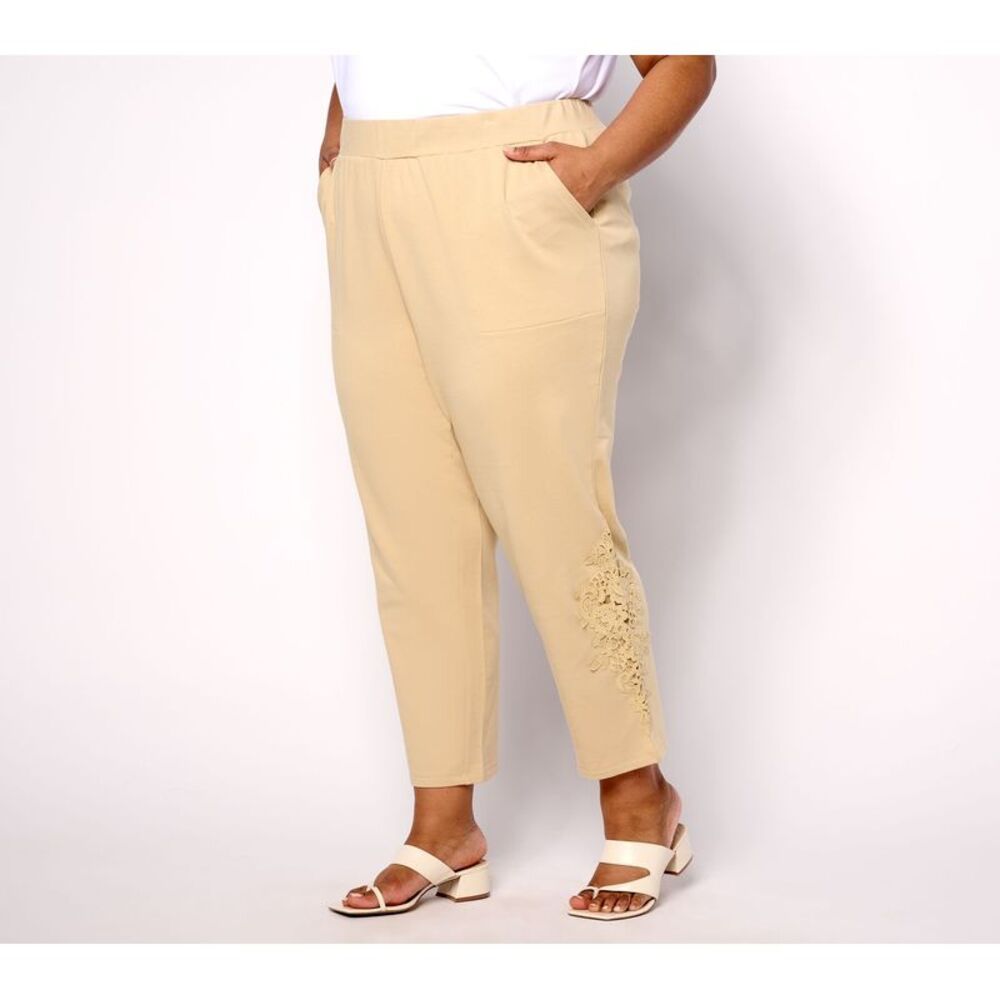 Maya J Women's Pants Sz XL LOGO Life by Lori Goldstein Knit Pull On Brown